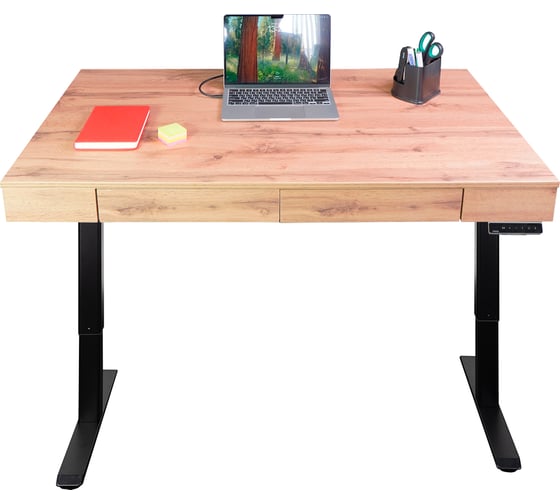 Дизайн-стол с регулируемой высотой StolStoya Крылов: рама Bazalt черная и ЛДСП Дуб Лофт SEK-PE222B-Loft