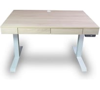 Дизайн-стол с регулируемой высотой StolStoya Крылов: рама MOTOR UP белая и ЛДСП Дуб светлый SEK-PE211W-Svetly