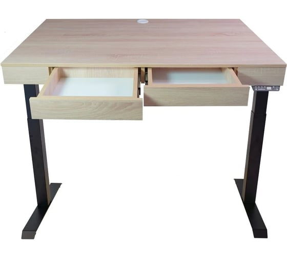 Дизайн-стол с регулируемой высотой StolStoya Крылов: рама MOTOR UP черная и ЛДСП Дуб светлый SEK-PE211B-Svetly 1