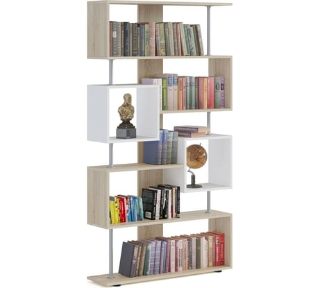 Стеллаж СОКОЛ дуб сонома/белый СТ-2 СТ2Дс5б6