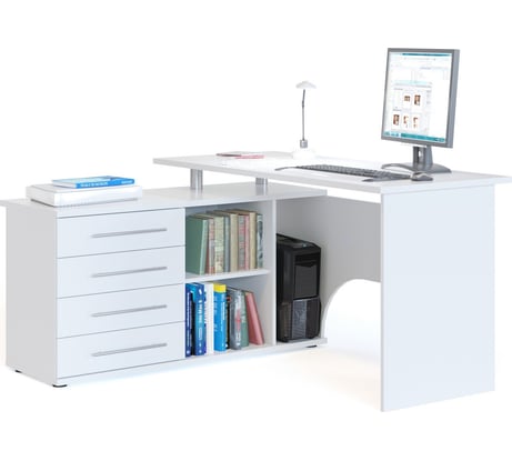 Компьютерный стол СОКОЛ левый белый КСТ-109Л КСТ109ЛБ6