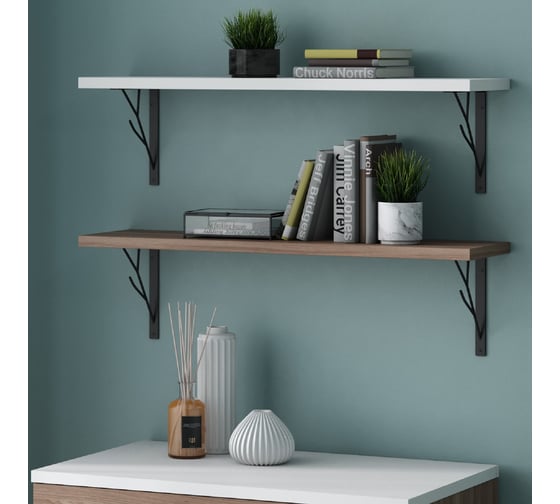 Полка SKYLAND SH1-TREE с полкодержателями орех французский 830x220x222 COFFEE 00-07067508