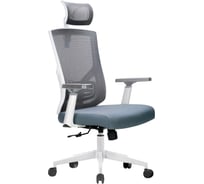 Кресло ФЕЛИКС EQ-9073H, бел.каркас, слайдер, белая база, серая сетка, ТК-002994000184