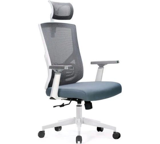 Кресло ФЕЛИКС EQ-9073H, бел.каркас, слайдер, белая база, серая сетка, ТК-002994000184 1