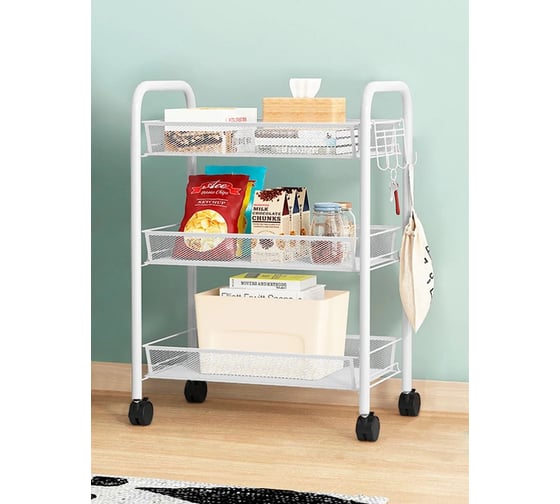 Стеллаж-этажерка на колесах SOKOLTEC HW47887WH 19311019