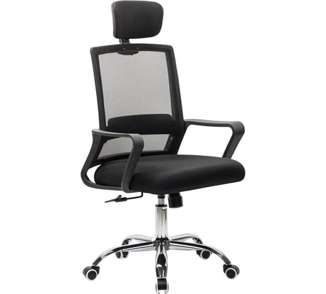 Кресло Cromex Debut CH-697, ХРОМ, с подлокотниками, мех. качания, сетка, черное, ткань TW, 533068