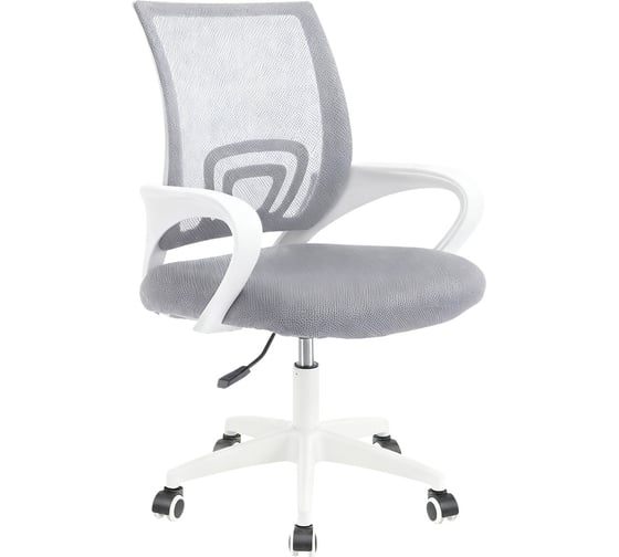 Кресло Cromex Top CH-695W, с подлокотниками, пластик белый, сетка, серое, ткань TW, 533067 1