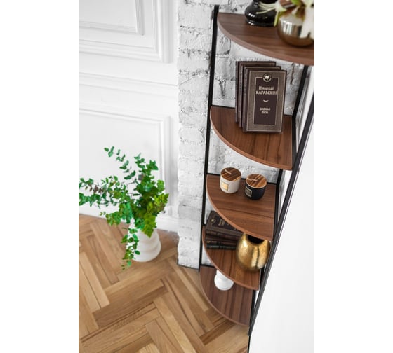 Стеллаж GreenWeen ALLEN черный, ЛДСП Орех 330x330x1450 GW-ALLEN-330B-LD
