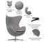 Кресло BRADEX EGG CHAIR светло-серый кашемир FR 0258 7