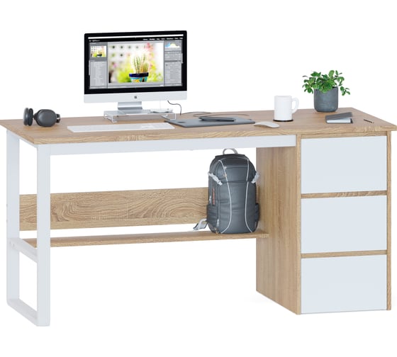 Стол письменный СОКОЛ СПМ-214 Дуб сонома/белый 00-00016833 1