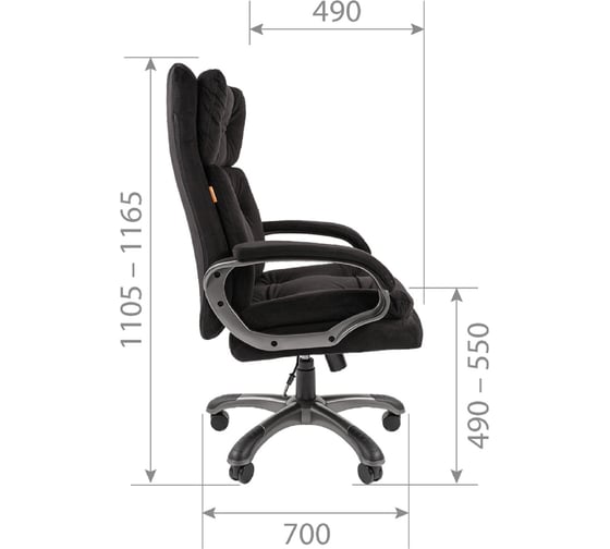 Компьютерное кресло CHAIRMAN 442 ткань велюр черный 00-07064505