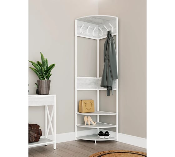 Прихожая угловая MAKE MEBEL вешалка напольная Лофт ПВУ 500х500х2000 Белый бетон пайн 9005 1