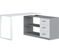 Стол угловой письменный MAKE MEBEL трансформер СПКТ 1350х600х750 Белый (серый) 9016
