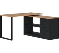 Стол угловой письменный MAKE MEBEL трансформер СПКТ 1350х600х750 Дуб Вотан (черный) 9005