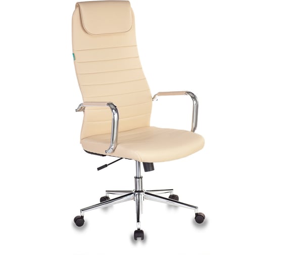 Кресло руководителя Бюрократ KB-9N/ECO бежевый экокожа с подголов. крестов. металл хром 1140276 1