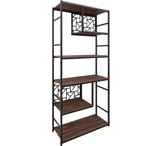 Стеллаж Металл-Завод GUTTA 188х85х34 см, с шестью полками с декором, коричневый, черный, исп.L GS2L18885346B2D