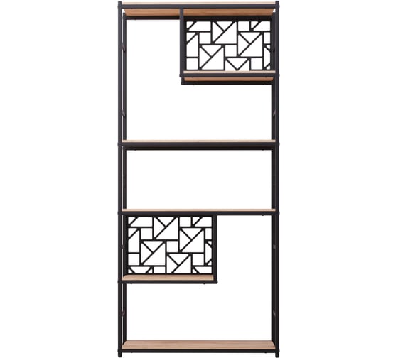 Стеллаж Металл-Завод GUTTA 188х85х34 см, с шестью полками с декором, эвок, черный, исп.L GS2L18885346E2D