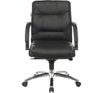 Кресло руководителя Бюрократ T-9927SL-LOW черный кожа, низк.спин., крестовина металл, хром 1360685