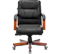 Кресло руководителя Бюрократ T-9927WALNUT-LOW черный кожа низк.спин., крестовина металл/дерево 1360717