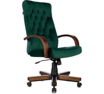 Кресло руководителя Бюрократ T-9928WALNUT Fabric зеленый Italia Green, крестовина металл/дерево 1932029
