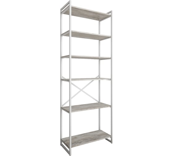 Стеллаж Металл-Завод GUTTA 196х69х34 см, с шестью полками, патина, белый GS19669346P3