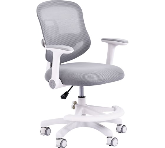 Кресло с подставкой для ног BRABIX MG-215, сетка/ткань TW, серое, 533313