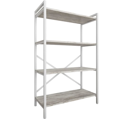 Стеллаж Металл-Завод GUTTA 111х69х34 см с четырьмя полками, патина, белый GS11169344P3