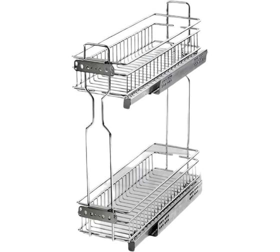Бутылочница для кухни Аврора 200 правая, на скрытых направляющих с доводчиком / двухуровневая корзина 0610613