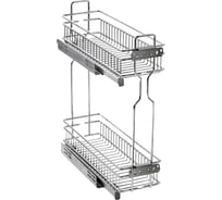 Бутылочница для кухни Аврора 200 левая, на скрытых направляющих с доводчиком / двухуровневая корзина 0610611
