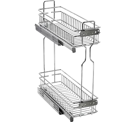 Бутылочница для кухни Аврора 200 левая, на скрытых направляющих с доводчиком / двухуровневая корзина 0610611