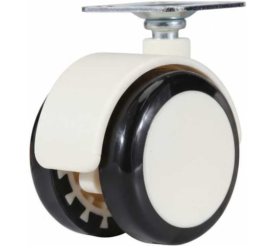 Колесо поворотное Brante D 50 мм на площадке обрезиненное белое/черное комплект 2 колеса 659121