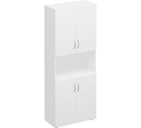 Комфорт Шкаф для документов закрытый Юнитекс 4-дверный с нишей 80_38_200, белый премиум К.374_БП