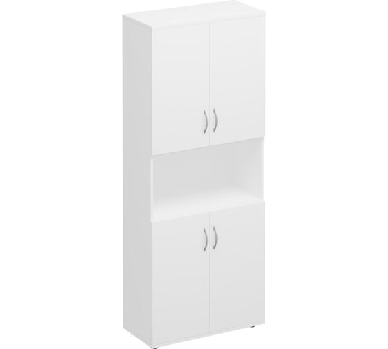 Комфорт Шкаф для документов закрытый Юнитекс 4-дверный с нишей 80_38_200, белый премиум К.374_БП