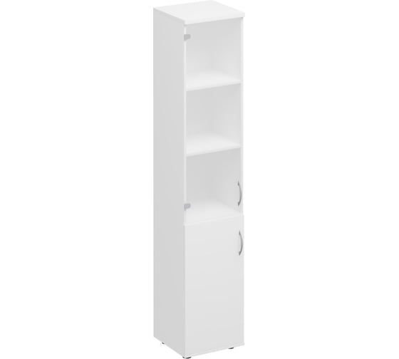 Шкаф для документовЮнитекс Комфорт узкий со стеклом 40_38_200, белый премиум К.381_БП