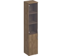 Шкаф для документовЮнитекс Комфорт узкий со стеклом 40_38_200, дуб шамони темный К.381_ШТ