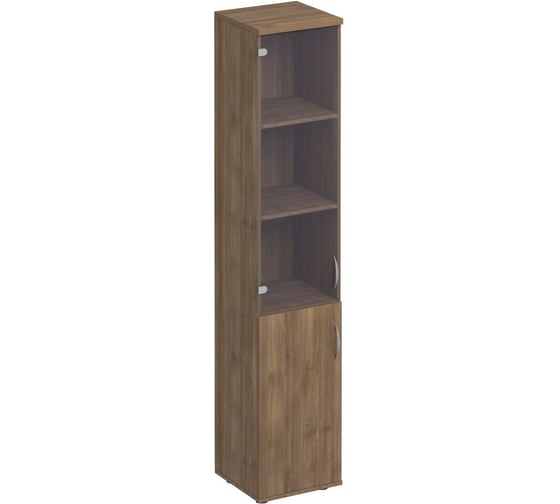 Шкаф для документовЮнитекс Комфорт узкий со стеклом 40_38_200, дуб шамони темный К.381_ШТ