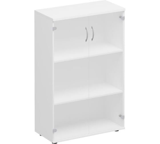 Шкаф для документов Юнитекс Комфорт с прозрачным стеклом 80_38_123, белый премиум К.366_БП