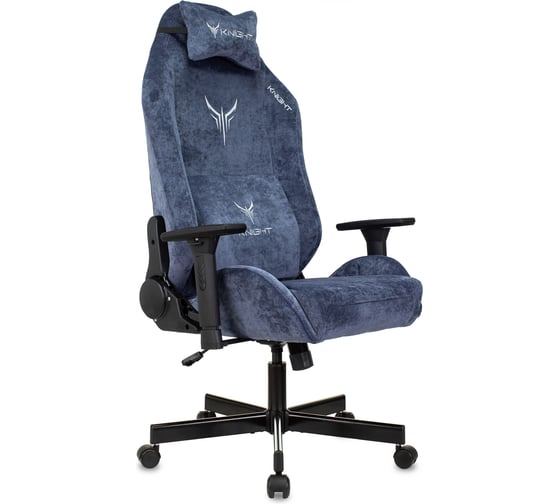 Кресло игровое Бюрократ Knight N1 Fabric синий Light-27 с подголов. крестов. металл 1626369