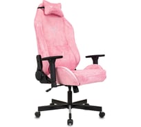 Кресло игровое Бюрократ Knight N1 Fabric розовый Velvet 36 с подголов. крестов. металл 1626365