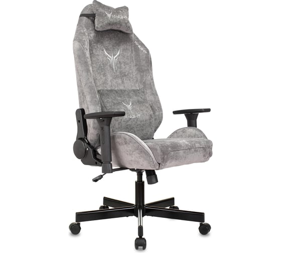Кресло игровое Бюрократ Knight N1 Fabric серый Light-19 с подголов. крестов. металл 1626370