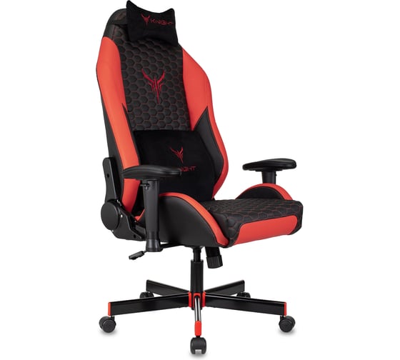 Кресло игровое Бюрократ Knight Neon черный/красный соты экокожа с подголов. крестов. металл 1717268
