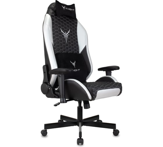 Кресло игровое Бюрократ Knight Neon черный/серебряный соты экокожа с подголов. крестов. металл 1717269