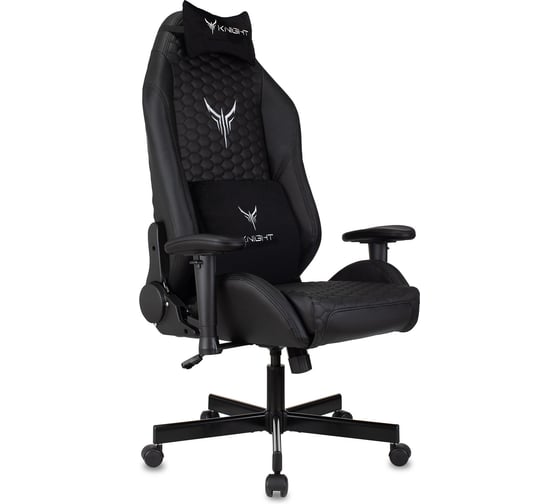 Кресло игровое Бюрократ Knight Neon черный соты экокожа с подголов. крестов. металл 1717270