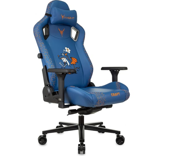 Кресло игровое Бюрократ Knight Craft Dragon синий экокожа крестов. металл 1978499