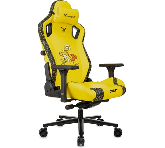 Кресло игровое Бюрократ Knight Craft Dragon желтый экокожа крестов. металл 1973764