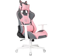 Кресло игровое Бюрократ Knight Catzy серый/розовый экокожа крестов. пластик белый 2026674