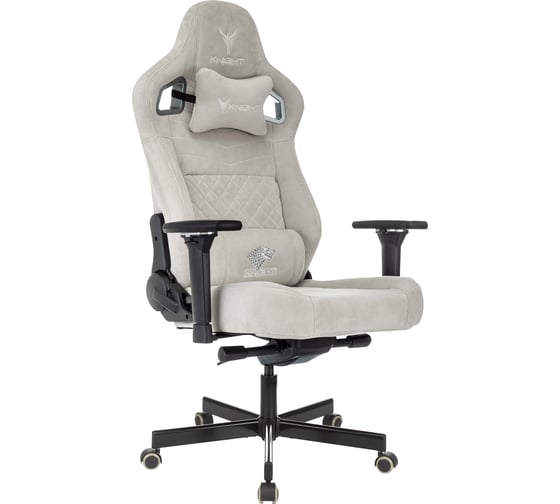 Кресло игровое Бюрократ Knight Hunter светло-серый Alfa 05 искусственная замша крестов. металл 2074593