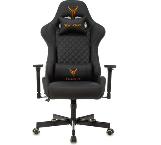 Кресло игровое Бюрократ Knight Armor черный ромбик экокожа с подголов. крестов. металл 1628888