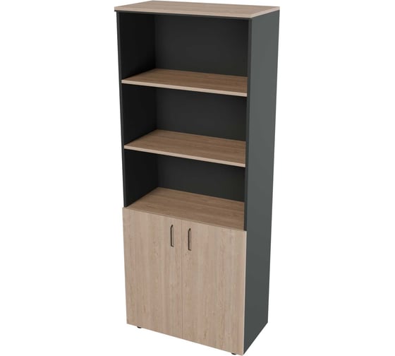 Шкаф для документов высокий Альянс мебель 2 дверцы Prego office 800х420х2000 ПОШВШ-1 Дуб экспрессив песочный/Антрацит