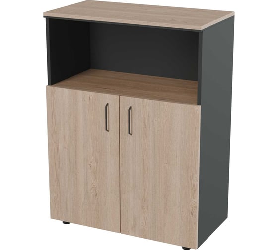 Шкаф средний широкий с нишей Альянс мебель Prego office 800х420х1240 ПОШСШН Дуб экспрессив песочный/Антрацит